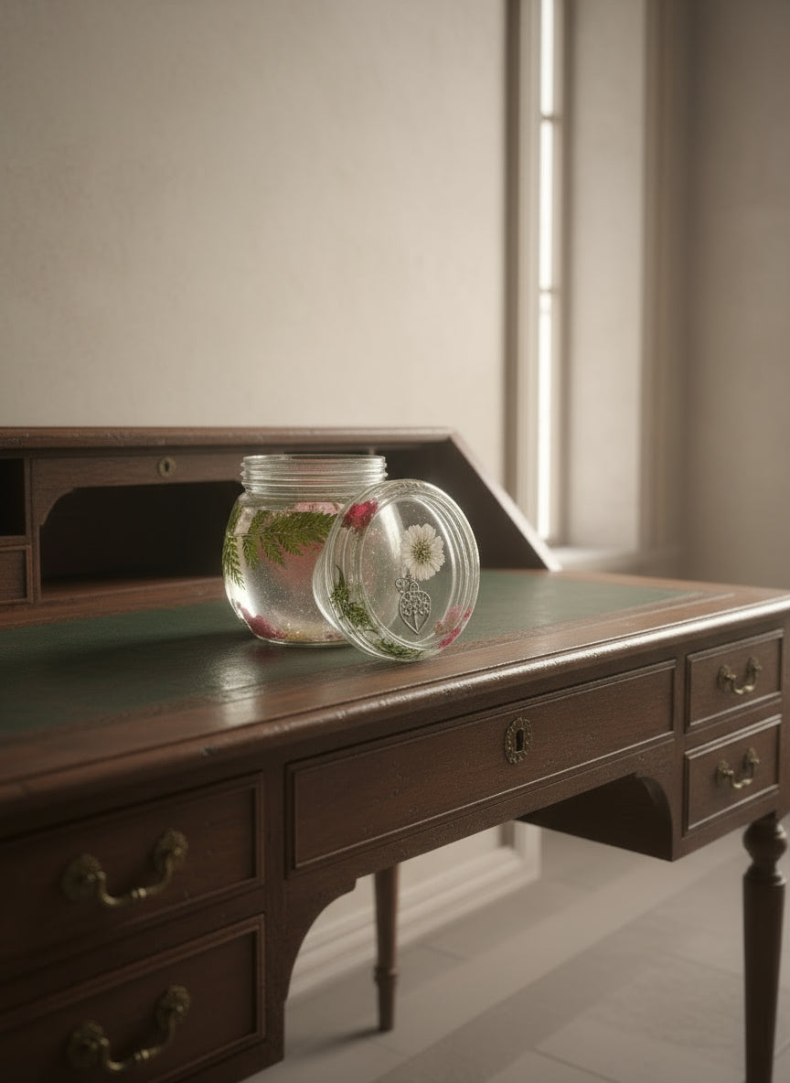 Clear glass trinket jar - crystal storage container