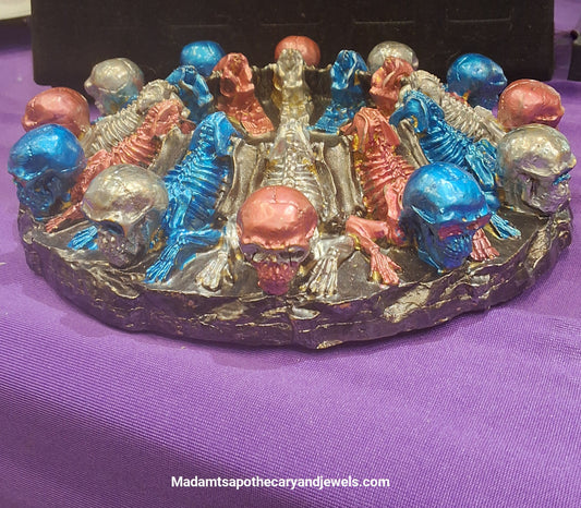 Gothic skeleton ash tray - unique resin art piece