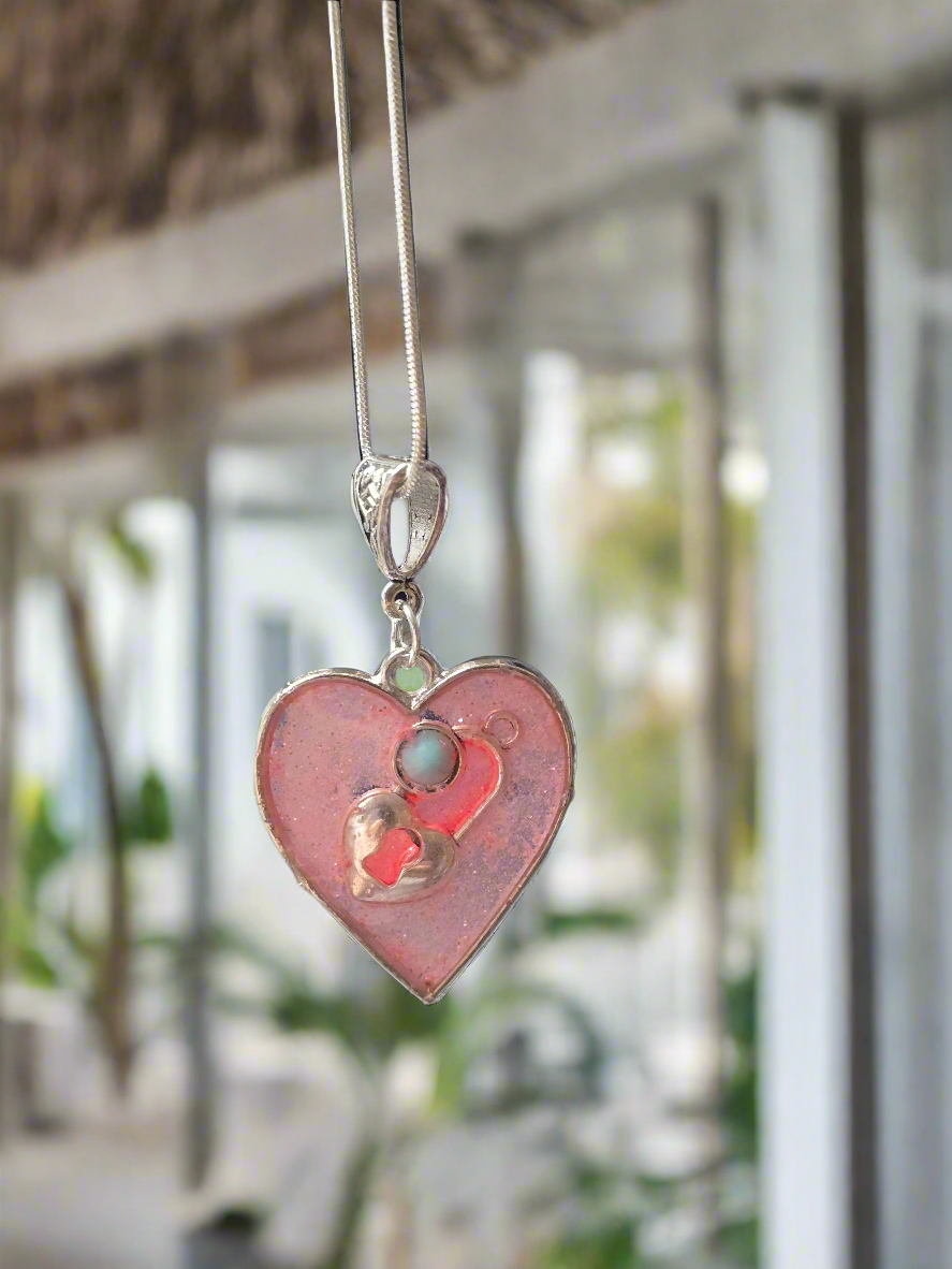 Stain Glass Pendant - handcrafted colorful necklace