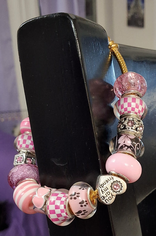 Pink bracelet detail - feminine wrist accessory
