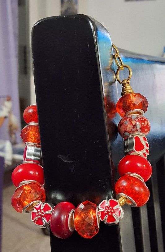 Red bracelet close-up - colorful wrist accessory