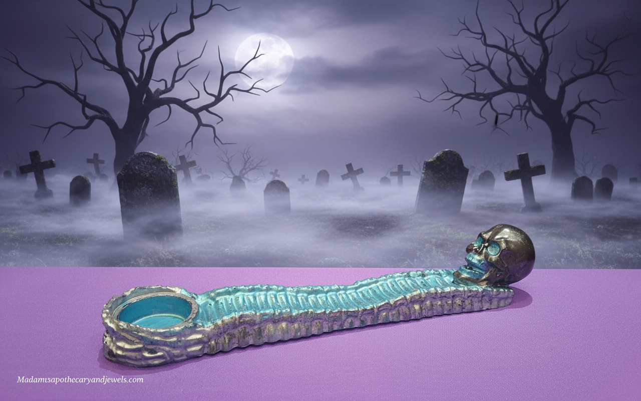 Skeleton incense holder - gothic home decor