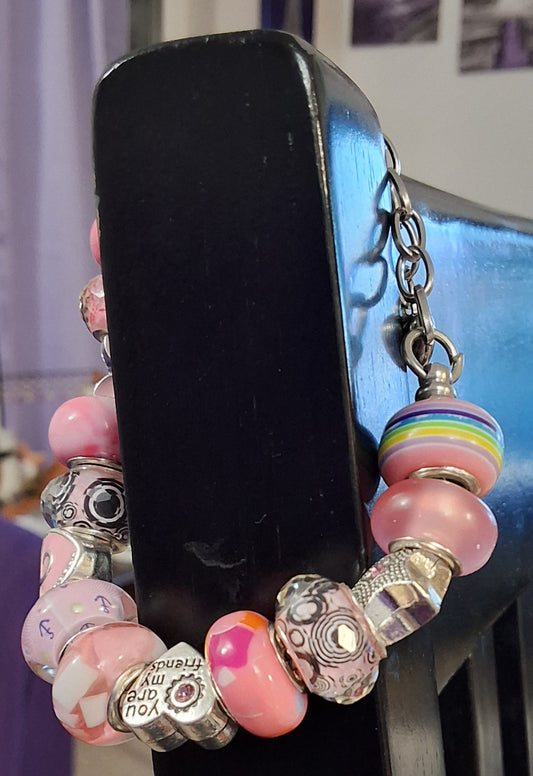 Pink beaded bracelet - handcrafted jewelry
