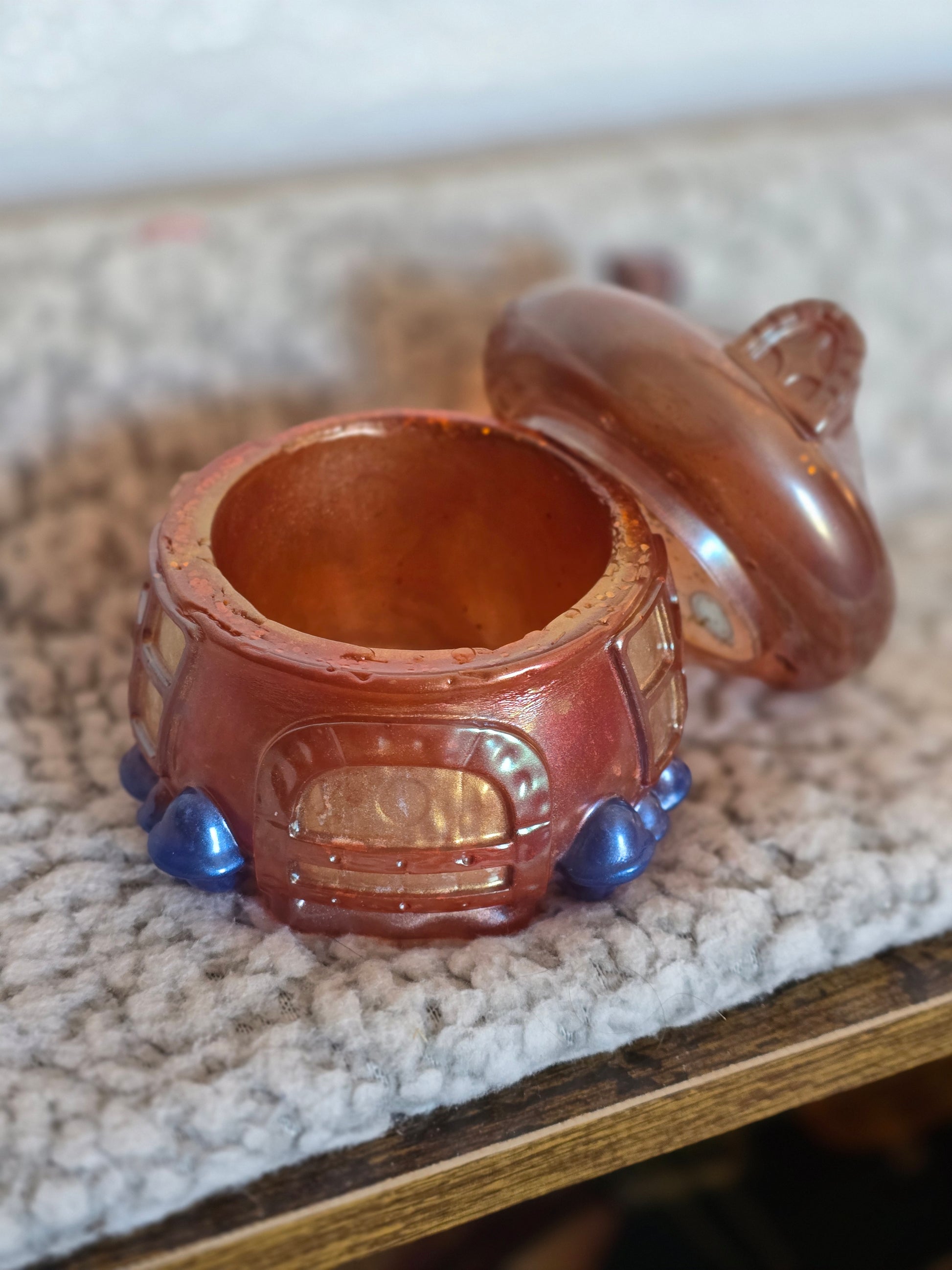 Mushroom trinket jar with lid - forest themed storage