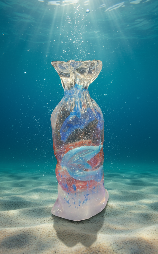 Sea creatures in resin bag - ocean themed art