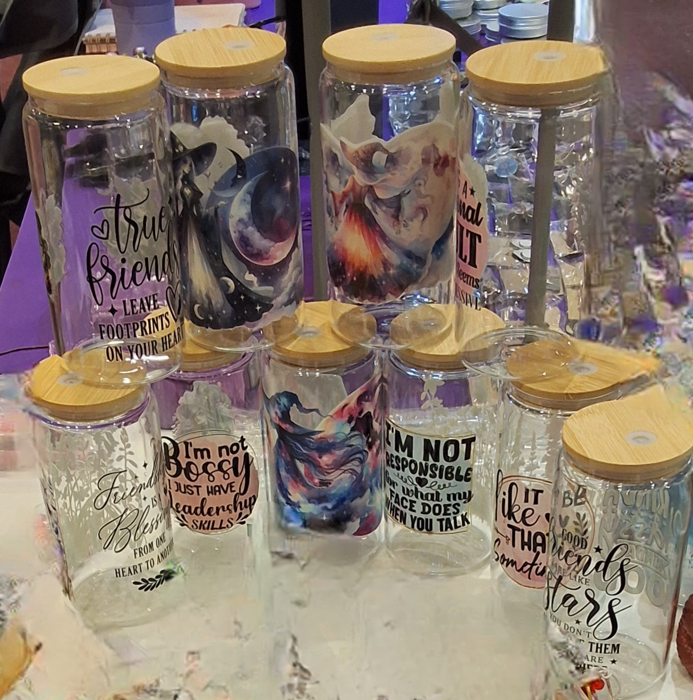 Glass tumbler with custom design - handcrafted drinkware