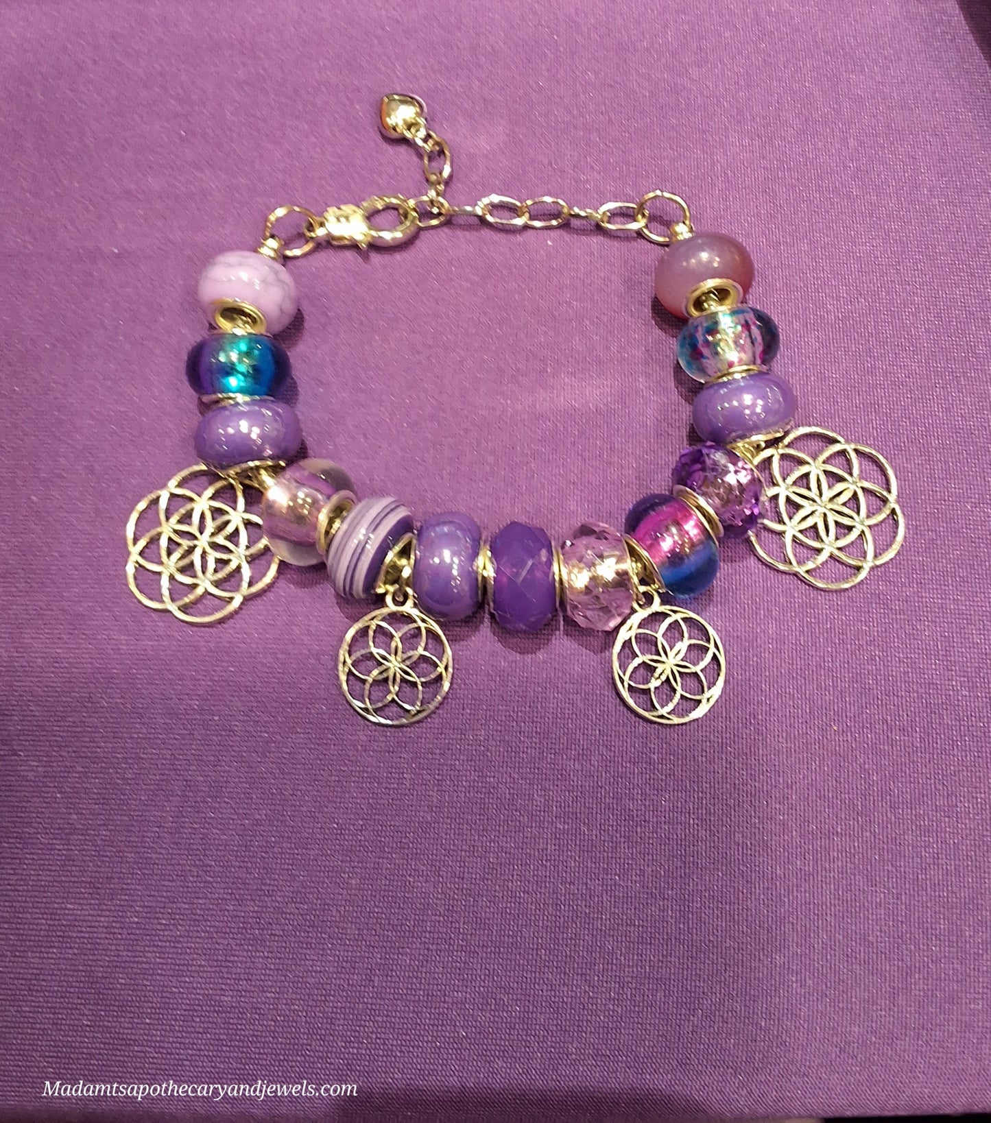 Purple bracelet detail - handmade beaded jewelry