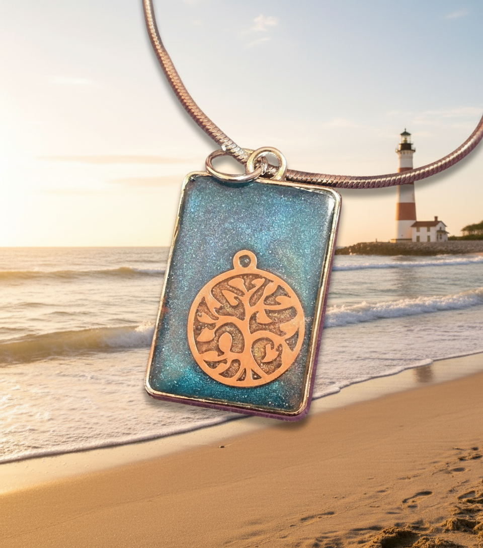 Stain Glass Pendant - colorful art necklace