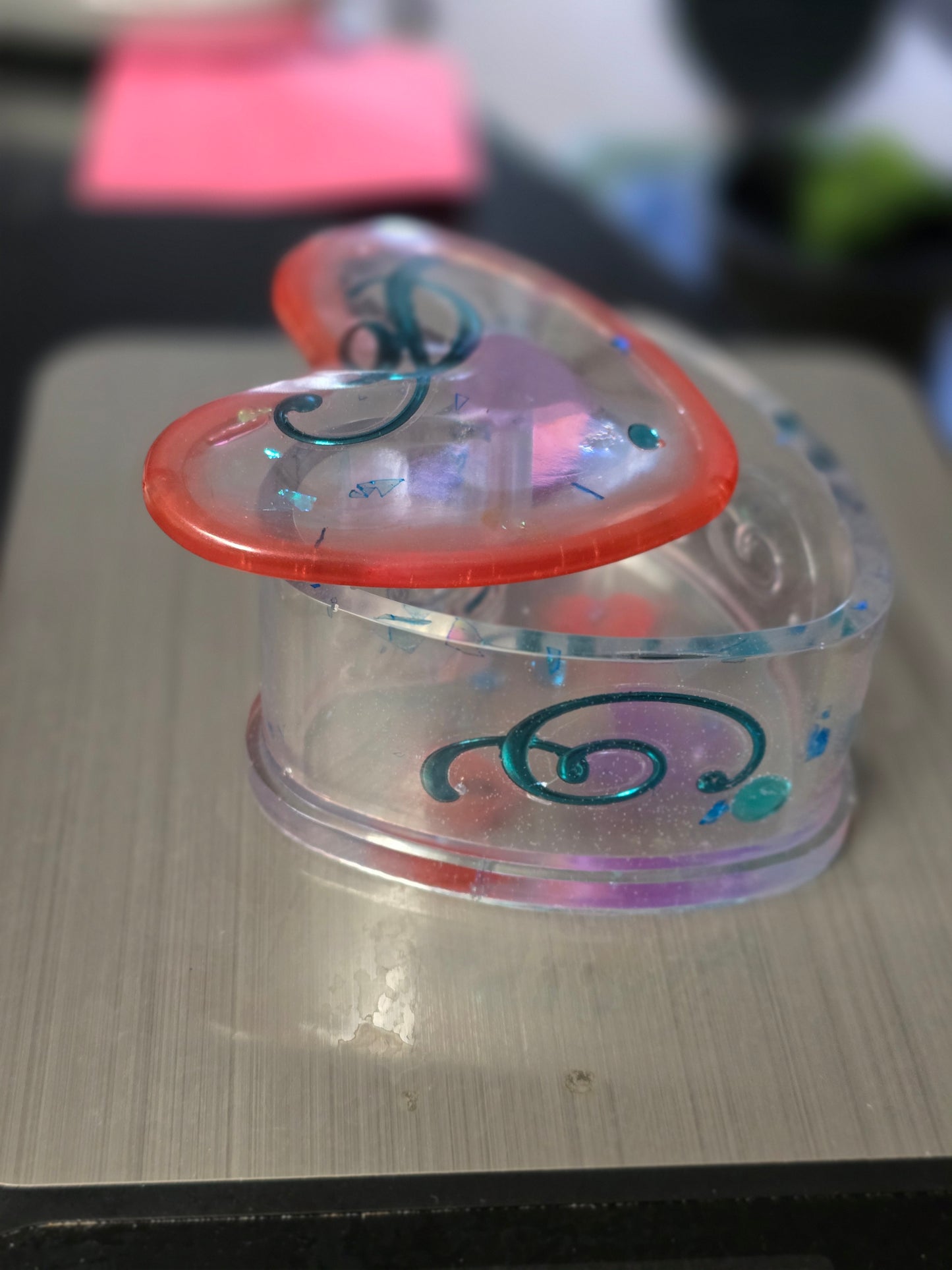 Heart trinket box open - jewelry storage container