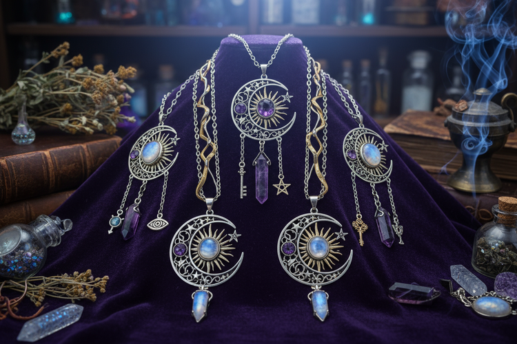 Mystical Jewelry Collection - Zodiac Pendants, Tree of Life Necklaces & Witchy Moon Earrings at Madam T's Apothecary