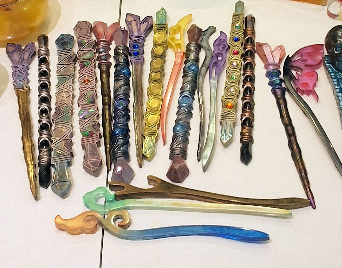 Colorful resin wand - handmade witchcraft accessory