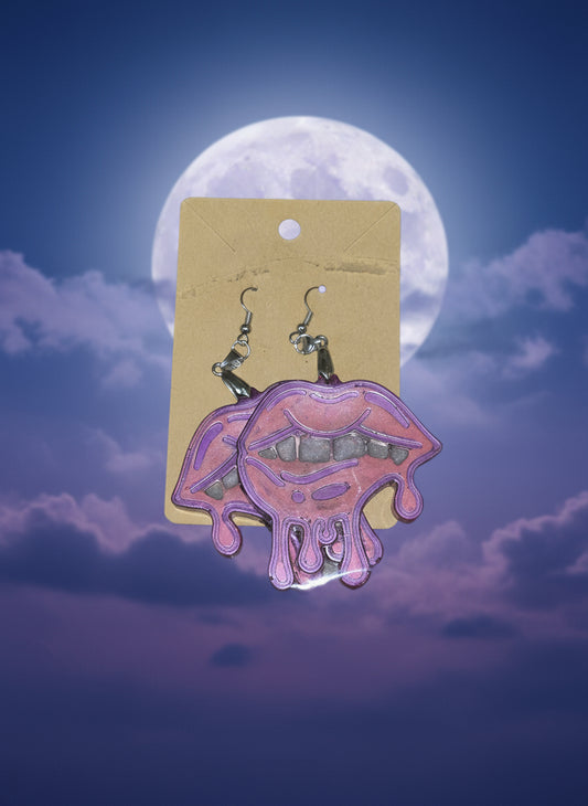 Bleeding Lips earrings - edgy gothic jewelry