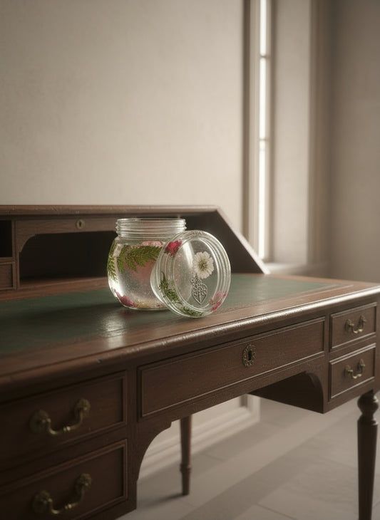 Clear glass trinket jar - crystal storage container