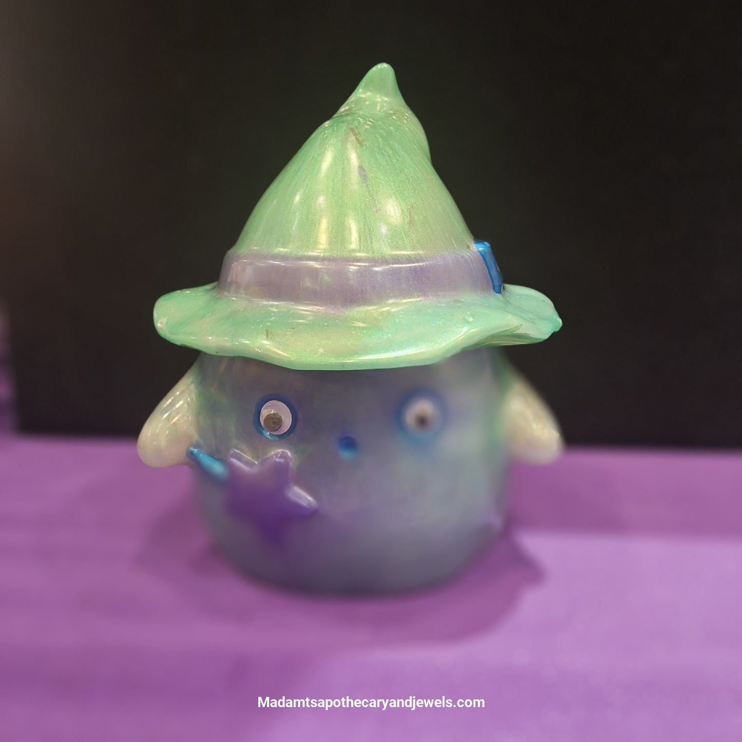 Ghost trinket jar close-up - handcrafted mystical storage