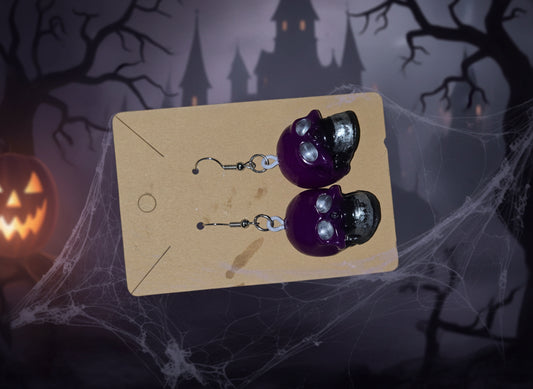 3D Skull earrings - gothic dimensional jewe