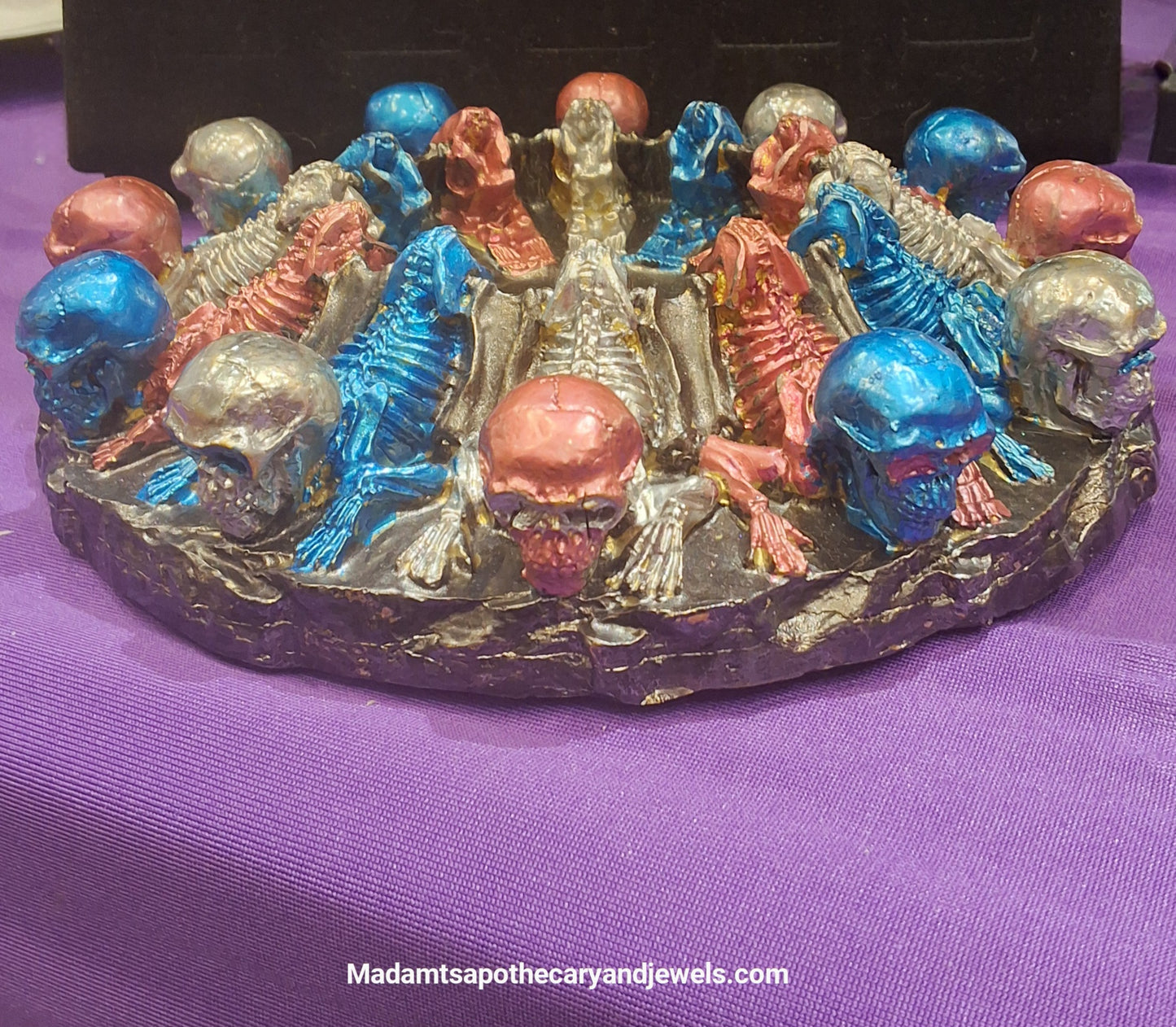 Gothic skeleton ash tray - unique resin art piece