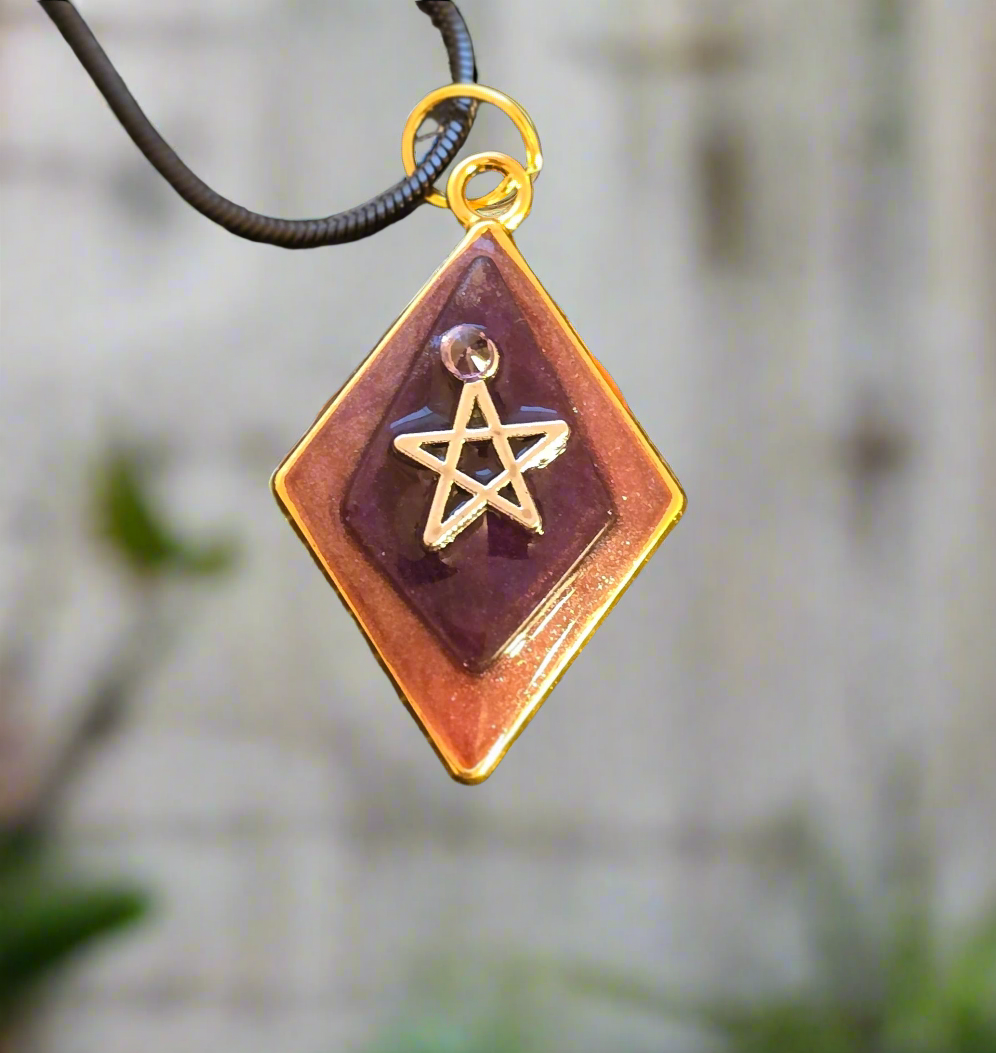 Stain Glass Pendant - colorful glass art necklace