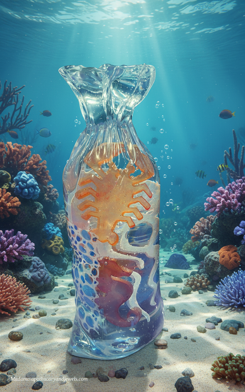 Sea creatures in resin bag - ocean themed art