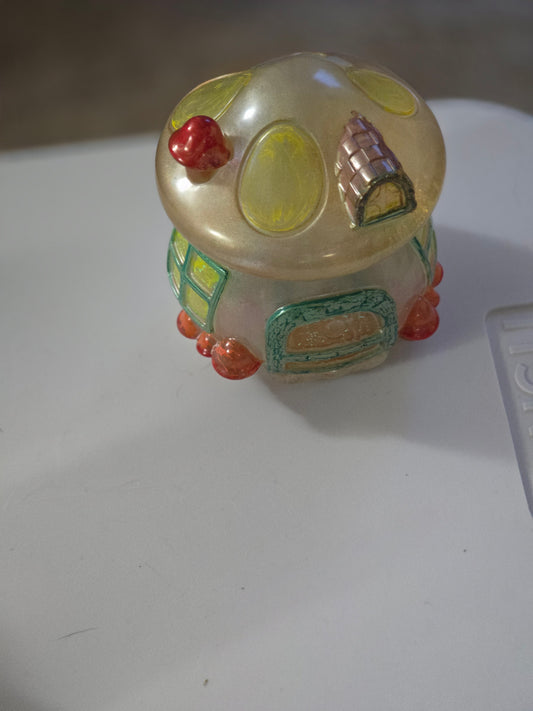 Mushroom jar close-up - handcrafted nature decor