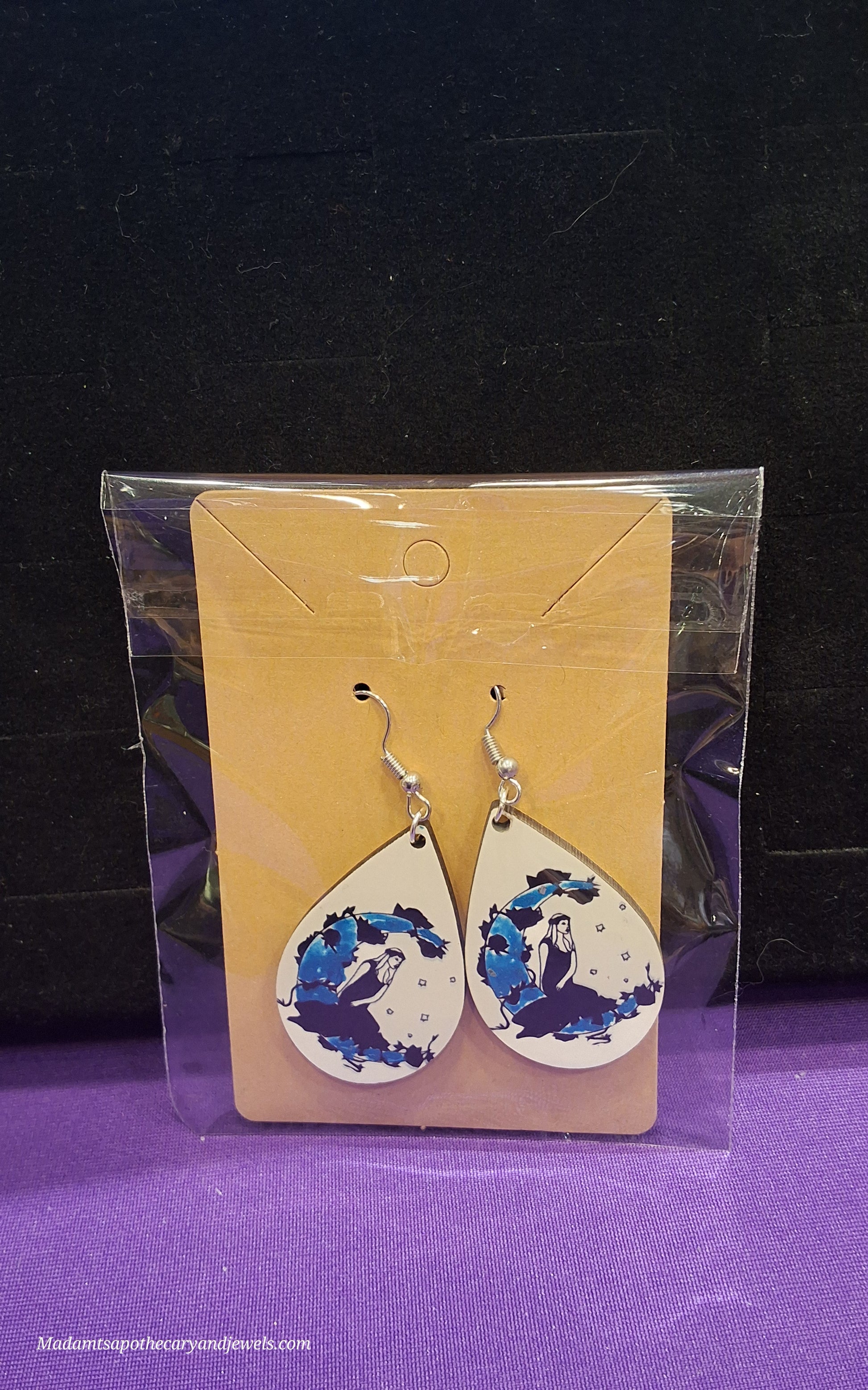 Crescent moon dangle earrings - mystical jewelry