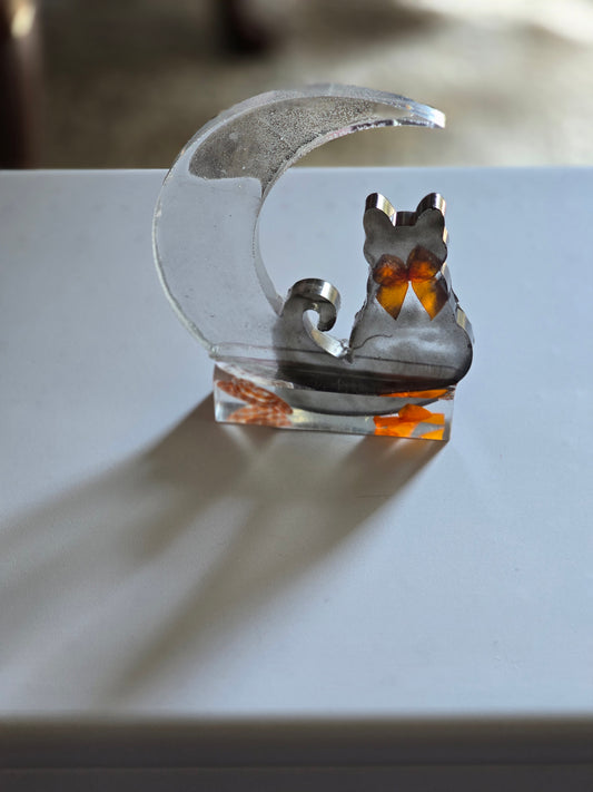 Crescent Moon resin art - lunar mystical decor