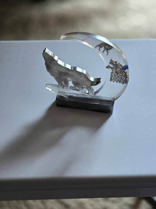 Moon resin art detail - celestial home decor