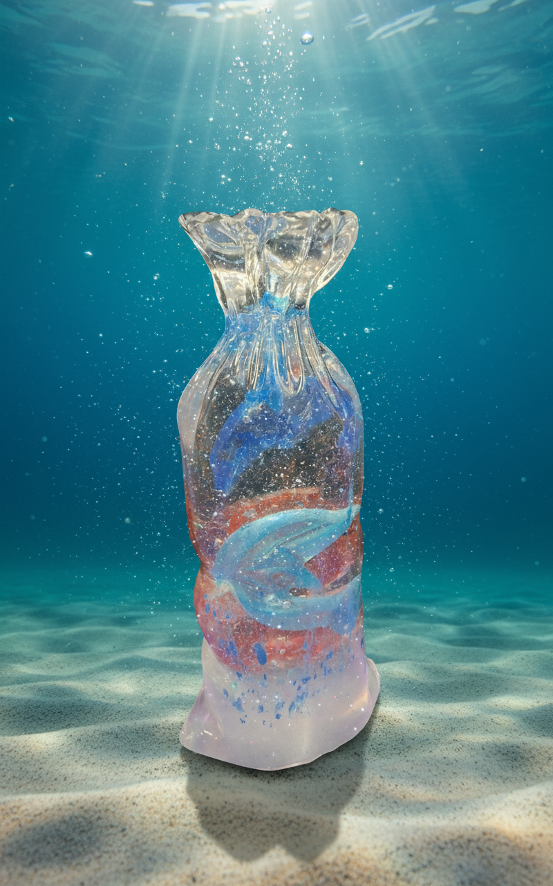 Sea creatures in resin bag - ocean themed art