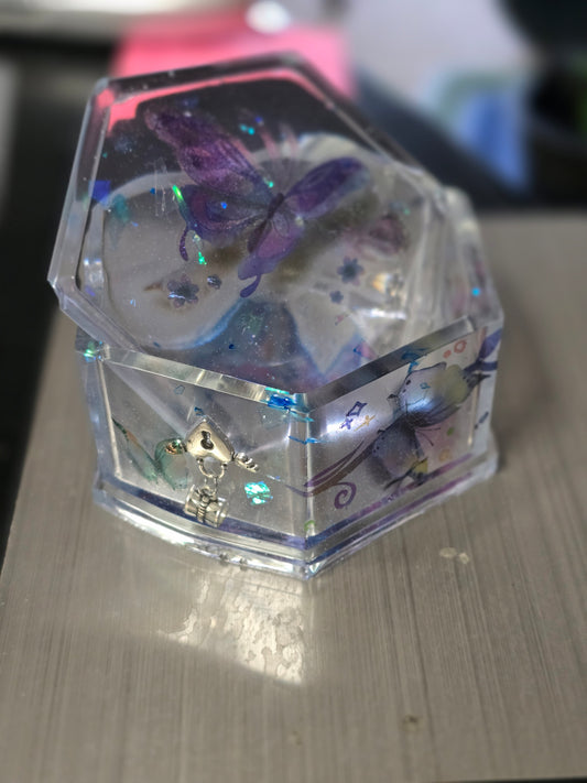 Butterfly Lock and Key Trinket Box