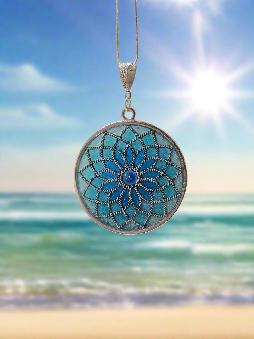 Stain Glass Pendant - colorful resin necklace