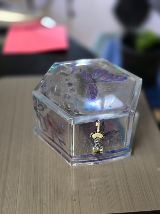 Butterfly Lock and Key Trinket Box